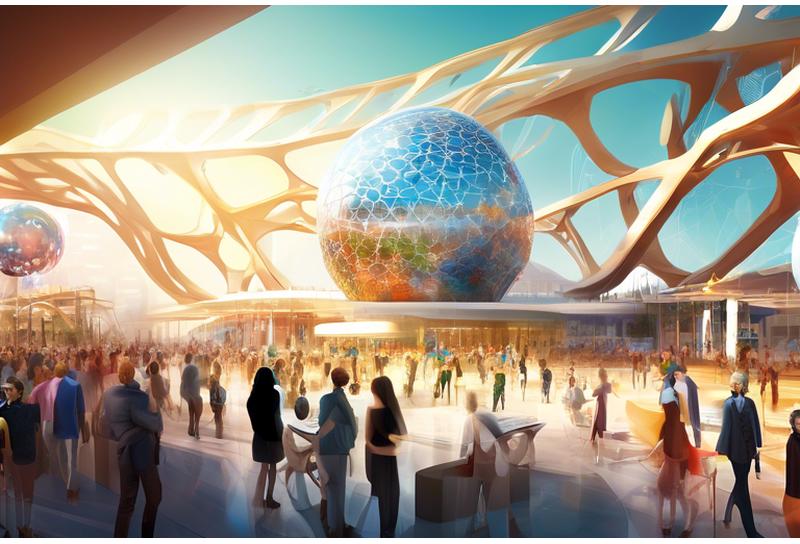 Conceptual image representing the EXPO 2025 theme 'Designing Future Society for Our Lives'