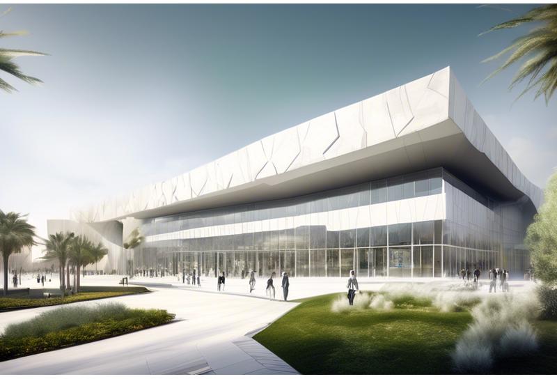 Image of an EXPO 2025 administrative building or information center rendering